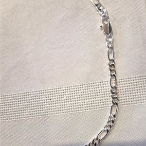 925 Solid Silver Figaro Chain Necklace - Shiny Silver